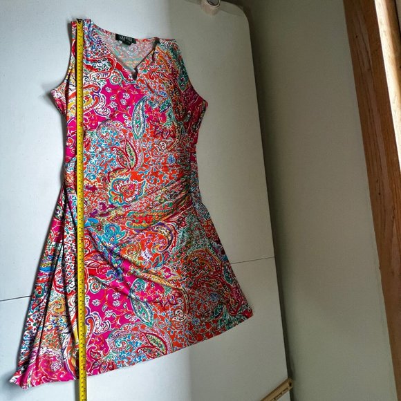 Lauren Ralph Lauren Womens Multicolor Paisley Floral Dress Size Petite Large - Picture 10 of 10